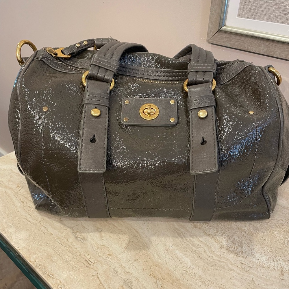 Marc By Marc Jacobs Shiny Gray Satchel with Gold Accents